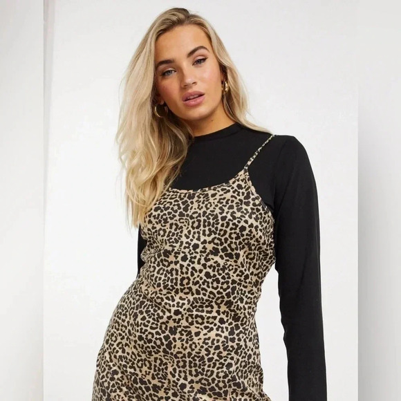 ASOS Wednesday's Girl Leopard Cami Party Mini Dress Plus Size 18 - Picture 2 of 7
